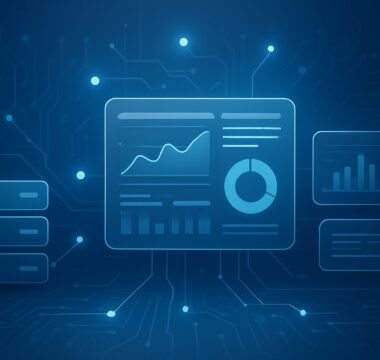 Abstract representation of a digital interface with graphs and servers symbolizing interactive digital entertainment exp
